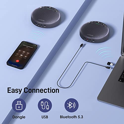 EMEET Conference Speaker and Microphone w/8+1 Mics, 360° Voice Pickup, Noise Reduce, Bluetooth/USB/Dongle Speakerphone for 14 People w/Daisy Chain for 25, Compatible w/Leading Platforms, 2025 Version