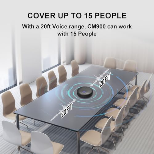 Image of CM900 Conference Speaker and Microphone, 4 AI Mics 360 20ft (7m) Voice Pickup, Noise Reduction, USB C & Bluetooth 5.3 (20m & 66ft) Speakerphone for 16 People, Compatible with Leading Platforms