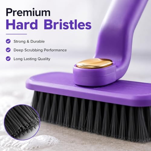 Image of Tile & Floor Scrubber, Hard Bristle Gap Cleaner, Rotating Grout and Corner Cleaning Tool with Easy Grip Handle for Bathroom, Kitchen and Household Use (Multi Colour)