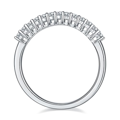 Gem's Beauty 1.0Ct Moissanite Classic Half Eternity Wedding Band Ring in 925 Sterling Silver (Size 5-10)3