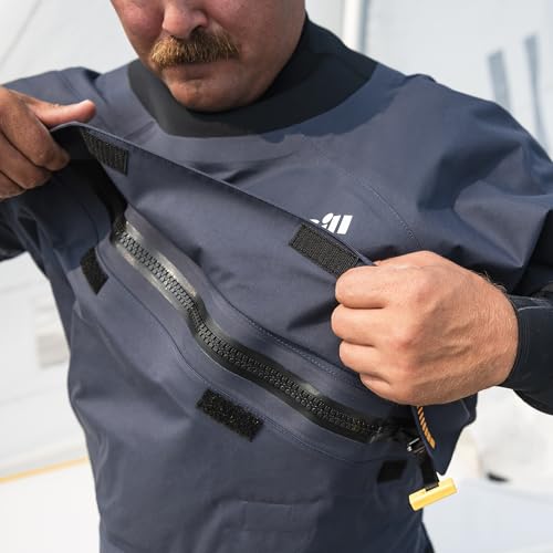 Gill Pro Herren-Trockenanzug, vollständig wasserdicht, PFAS-frei, wasserabweisend, Winddicht und sehr atmungsaktiv, Marineblau, Größe XL
