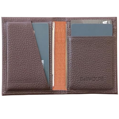 Carteira Masculina Antifurto Proteção RFID Slim Mini Couro Legítimo Cartões Cédulas CNH CIN Loja de Fabrica (Marrom)