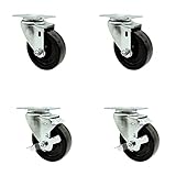 351FRYCASTKT Cooking Performance Group 4 Inch Swivel Caster Set - Fits Models FFOP40 and FFOP50 - Light Duty Replacement -Includes 2 Swivel Casters&2 Swivel Casters with Brakes - Service Caster Brand