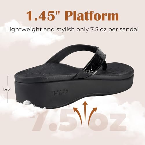 Image of Womens Platform Arch Support Flip Flops | Summer Wedge orthotic Slide Sandals footbed Thong Sandals for Pool Beach