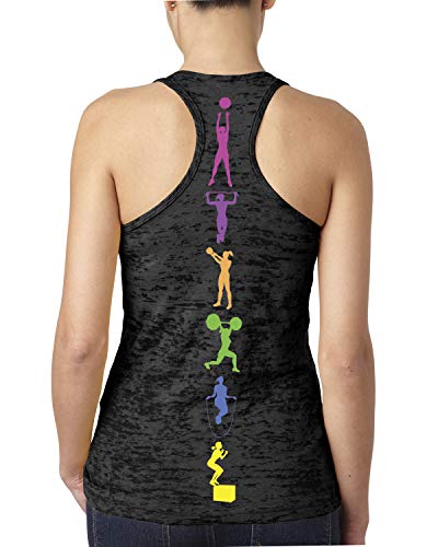 Women's Cute Fitness Moves Colorful Workout Burnout Tank Top Medium Black