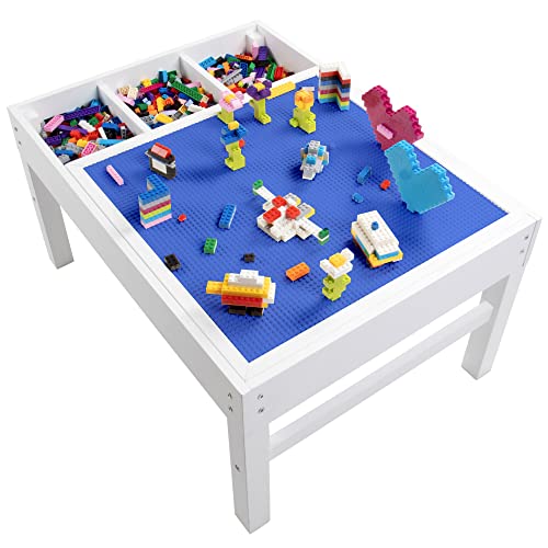 Svan Brick Construction Play Table W 4 Storage Compartments & 1000 Rainbow Bricks- Build & Stack Block Pieces On Tabletop Baseplate Grid That Is Compatible With Lego thumb #3