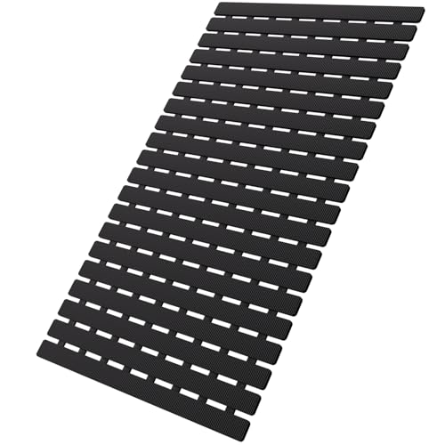 MBOSS Bath Tub Shower Mat Non Slip Bathtub Mats for Bathroom Shower Floor Mat Bath Mats for Shower Tub Anti Slip Shower Mat with Drain Hole and Large Suction Cups (Black 27.5 X 15.7 Inch)