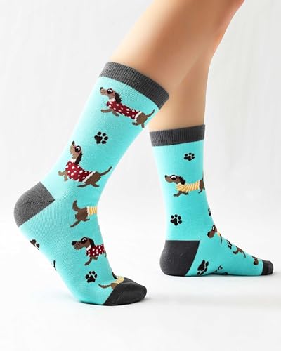 Image of Moyel Funny Socks for Women Fun Funky Socks Funny Gifts for Women Teen Girls Pickleball Dachshund Turtle