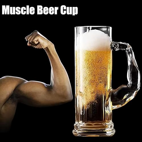 Image of WRINGO Beer Mugs Set of 2, 550ML Glass Mug with Handle, Large Big Heavy Mugs for Freezer, Multipurpose Mugs, Dishwasher & Microwave Safe (BR-09)