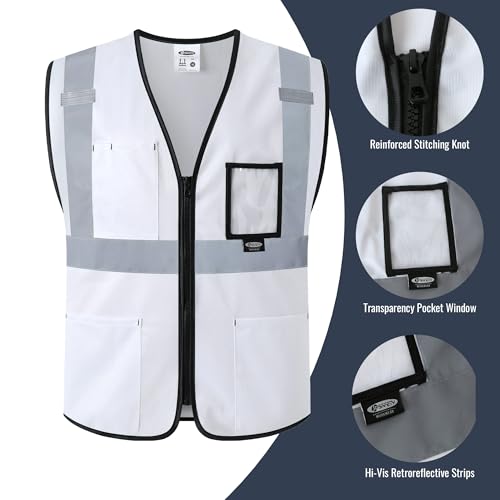 Image of JKSafety Safety Vest for men women Hi Vis Vest with Pockets and Zipper High Visibility Meet ANSI Standard（BX310