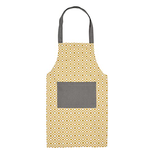Penguin Home Apron,Chef Quality, Thokka Print,Colour, Grey & Orange,Plain woven contrast color pocket,Recycled cotton