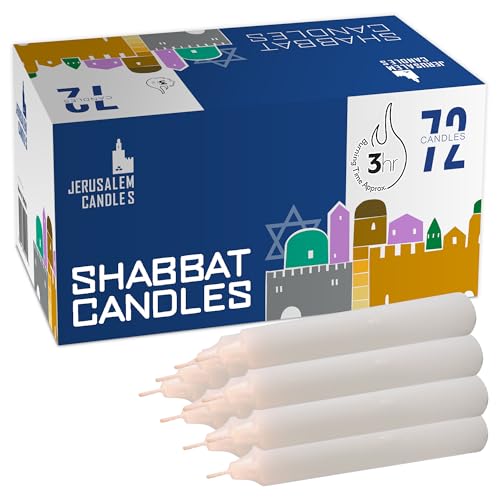 Jerusalem Candles Shabbat Candles - Traditional Shabbos Candles - 3 Hour - 1-Pack x 72 Count