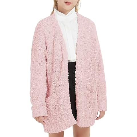 CUNYI Girls Open Front Popcorn Cardigan Cover