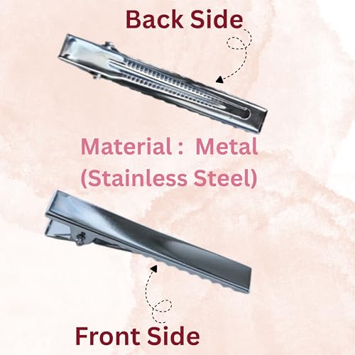 Image of ROSAURA (5.5 CM 50 Pcs) Alloy Steel Single Prong Alligator Hair Clips Base for DIY Hair Accessories, Barrette Hair Clips for Bow Making, Salon, and Hair Styling (Silver Flat)