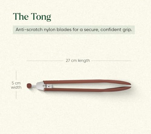 Image of Ember Cookware Silicone Kitchen Tongs | 230C Heat Resistant | Versatile- for Kitchen and Serving| Stainless Steel Core with Food Safe Silicone Grip | Locking Mechanism for Compact Storage |Terracotta