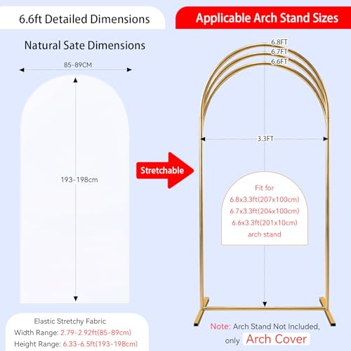 Image of SoarDream White Wedding Arch Backdrop Cover 6.6FT Spandex Fitted White Photo Arch Covers Round Top Chiara Arches Backdrop Cover Fabric for Birthday Balloon Party Decoration