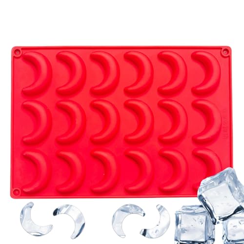 FVPKYUR 28 x 19 cm, molde de chocolate con 18 huecos, molde de silicona, molde de luna, molde de silicona con luna, molde de cubitos de hielo, molde de silicona para dulces, chocolate, resistente al