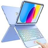 TQQ Hülle mit Tastatur für iPad A16 11 Generation 2025/10 Generation 2022(11/10.9 Zoll), mit Präzisions-Trackpad, Notebook-ähnlicher Tastatur mit 7-Farbige Hintergrundbeleuchtung, 360° Drehbar