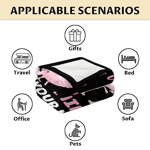 Personalized Flamingo Blanket Gifts with Name - 60x80 Inches Cute Throw for Women & Girls - Black Soft Fuzzy Blankets for Bed, Couch & Living Room