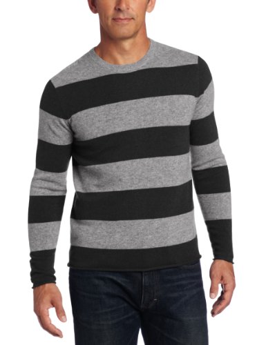 Men's 100% Cashmere Striped Crew Neck Sweater