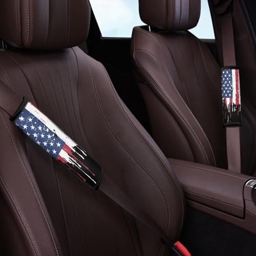 Image of AFPANQZ America Flag Design Car Seat Belt Cover for Women Mens Pads Drivers Shoulder Protetion Car Seats Accessories Vehicle Auto Seatbelt Cushion Pads Universal Fit