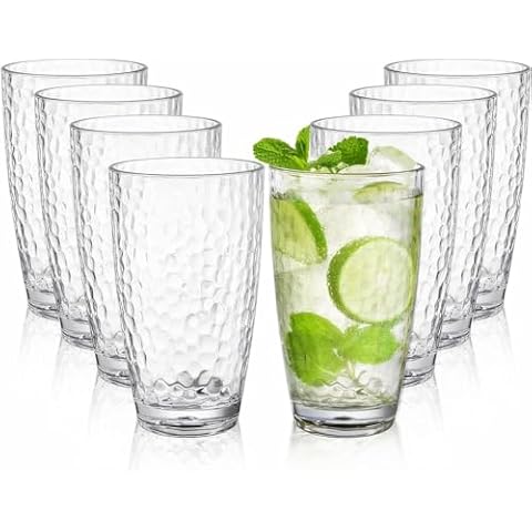 Tebery 8 Pack Reusable Plastic Highball Glasses Cover