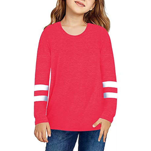 Little Girls Casual Long Sleeve Raglan Sleeve T Shirts Crewneck Tunic Tops Kids Teen Soft T-Shirt