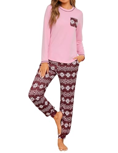 Demegimi Pijama Mujer Algodón Largo Pijamas Mujer Invierno