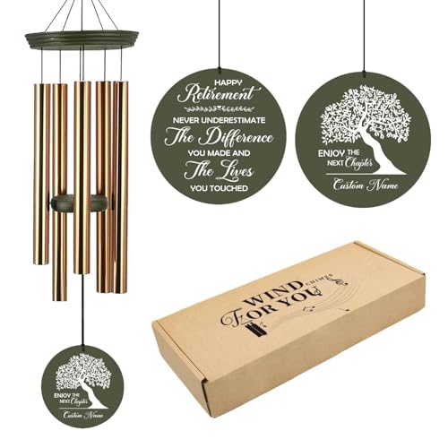 Image of Astarin Personalized Retirement 2026 Wind Chimes for Happy Retire | Dad Mom Happy Retire Gifts Personalized Deep Tone 30 /36 inch Wind Chimes, Retirement Gifts for Teachers, Nurses, Coworkers