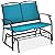 Best Choice Products 2-Person Outdoor Patio Swing Glider Steel Bench Loveseat Rocker for Deck, Porch w/Textilene Fabric, Steel Frame - Peacock Blue/Black