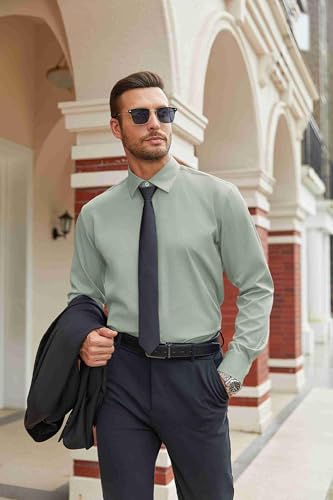Image of COOFANDY Mens Stretch Dress Shirts Long Sleeve Button Down Shirt Regular Fit Formal Business Shirts