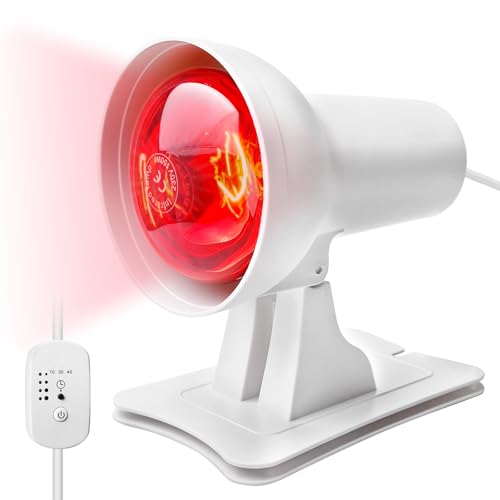 SUNOYA Rotlichtlampe Wärmelampe 150W, Infrarotlampe mit Timer & 4-Stufen Temperaturregelung, Infrarot Rotlichtlampe mit R95 Rotlicht für Muskelentspannung & Durchblutung