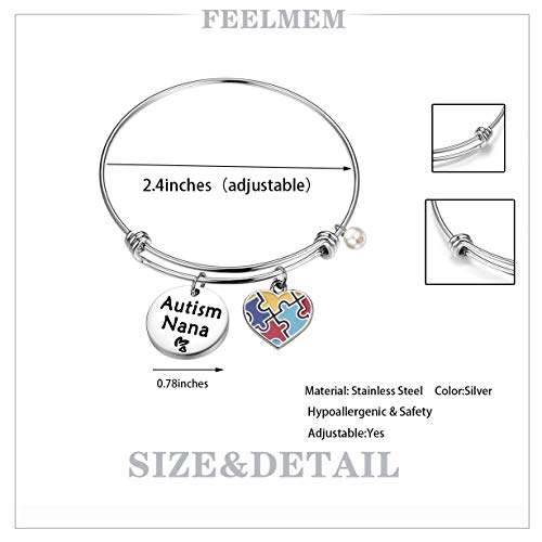 Feelmem Autism Nana Gift Autism Awareness Jewelry Autism Nana Expandable Wire Bangle Autism Gift For Autism Grandma Nana thumb #1