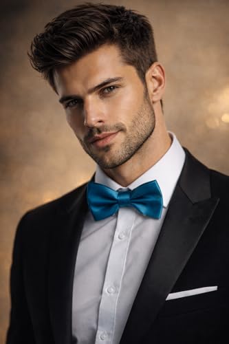 Image of Mens Classic Solid colour Bowtie 6pcs /12pcs Combo Pre-tied Satin polyester Formal tuxedo Bow tie Set For Boy Women and Men & Adjustable Length