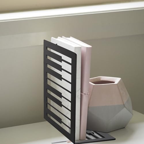 Bcpont Music Book Ends,Bookends For Selves,Metal Bookends For Heavy Books,Bookends Decorative Unique,Non-Skid Musical Piano Bookshelf Holder,Black thumb #6