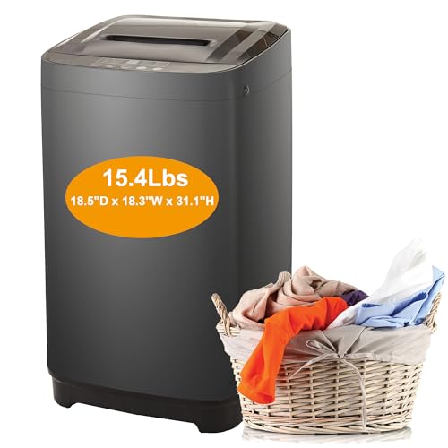 15.4Lbs Portable Washing Machine, 2.0CU.FT. Automatic Portable Washer with Drain Pump, Small Washer and Dryer Combo with 8 Water Levels/10 Programs for Apartments, College Dorms, RVS, Black