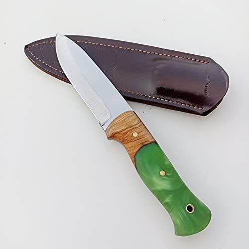 Handmade Epoxy Handle Bushcraft Knife With Perfect Pocket Sheath-Handcrafted Spear Points Hunting Knife-Full Tang Blade 8.8 '' Owerall Lenght-4116 Steel Ultra Sharp Blade Knife-Knife For Camping,Hunting,Fishing,Outdoor,Army And Gardening #TOP1