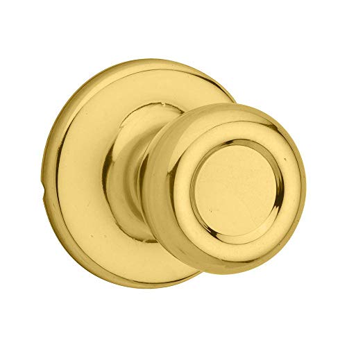 Image of Kwikset Tylo Interior Passage Door Knob, Handle For Closet and Hallway Doors, Non-Locking Doorknob in Polished Brass
