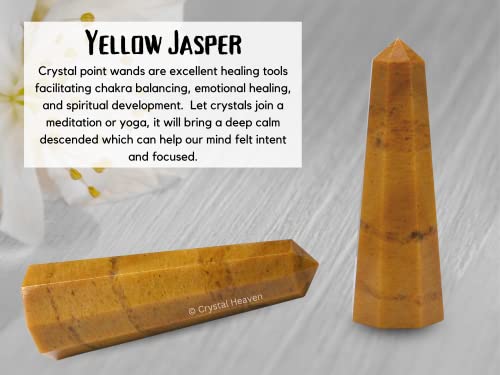 Image of Crystal Heaven Yellow Jasper Crystal Tower Obelisk Point For Chakra, Healing And Balancing - Aaa Grade Original Certified Gemstone Agate For Reiki Meditation Yoga Spiritual (2-3 Inches)