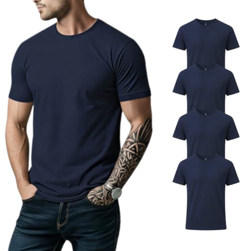 Image of Men's 100% Cotton Crew Neck T-Shirt | Regular Fit | Soft & Breathable | Casual Everyday Wear