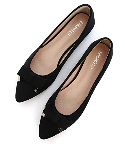 SAILING LU Ballet Flats for Women Dressy Flat Shoes Pointed Toe Bowknot Slip on Flats Shoes Women Loafers Shoes