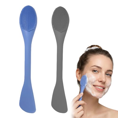 Ceriselle brosse de nettoyage pour le visage, 2 pièces brosse en silicone pour le visage et brosse de nettoyage pour la purification des pores, double tête exfoliante pour élimination des points