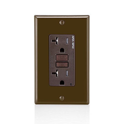 Image of Leviton Dual-Function AFCI /GFCI Outlet, 20 Amp, Self Test, Tamper-Resistant with LED Indicator Light, Protection from Both Electrical Shock and Electrical Fires in One Device, AGTR2, Brown
