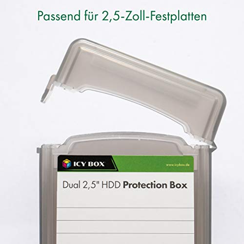 ICY BOX 3er Set Dual Festplatten Box für 2,5 Zoll HDD/SSD zum Schutz oder Aufbewahrung, stapelbar, Beschriftung, Hardcase Hülle, mehrfarbig, IB-AC6025-3 – Bild 6