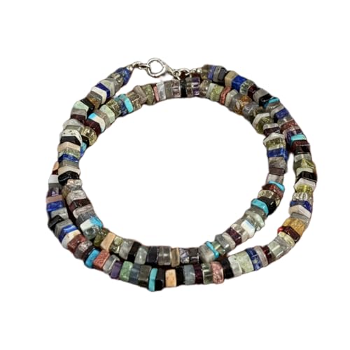 Collier de perles de pierres précieuses Heishi fait main 45cm