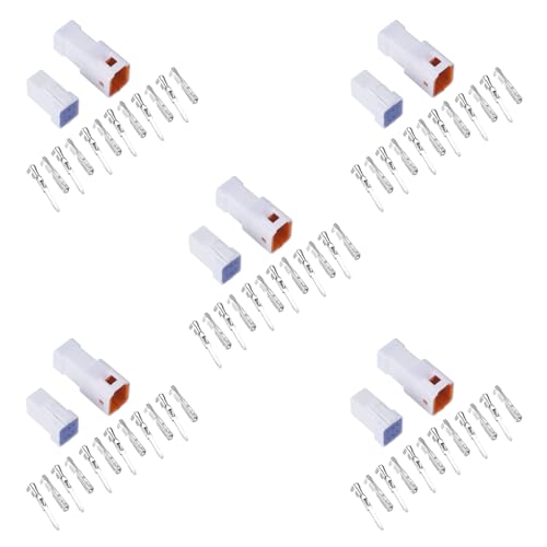 MUYI 5 Kits 6 Pin Way JST Waterproof Connector 26-22 AWG Electric Socket 0.13~0.33mm² Wire-to-Wire Connectors 2.0mm JWPF-VSLE Series JST Plugs