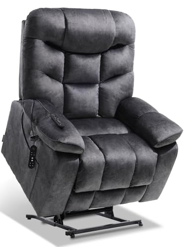 EONIX Large Lay Flat Power Lift Recliner Chair for Elderly with Heat and Massage, 400lbs Dual Motor Electirc Lift Chair with Extended Footrest, SLRY007062, Black