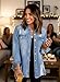 Dokotoo Women's Oversized Denim Jacket Casual Long Sleeve Denim Shirts Distresse Jean Jacket Fall Fashion Outfits 2025 Light Blue X-Large