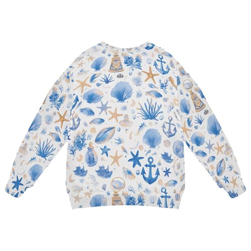 JUNZAN Blue Seastars Anchors Little Boys Pullover Hoodie Long Sleeve Tops Clothing Shirts Sports 4T2