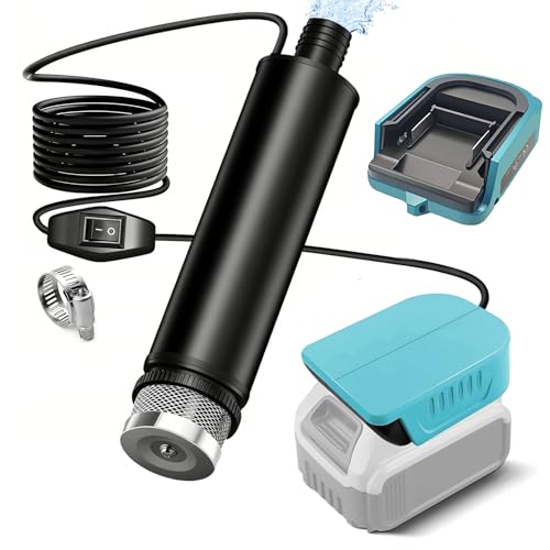 Pompe à eau Submersible sans Fil Compatible Batterie Makita 18V, Pompe de Transfert D'eau Débit élevé, étanche IPX8, Idéale pour Piscine, étang, Arrosage Jardin et Vidange Cave (Batterie Non Incluse)
